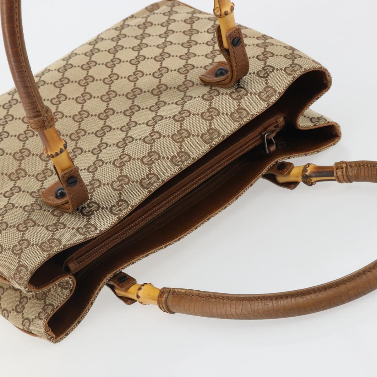 GUCCI GG Canvas Bamboo Tote Bag Beige 112526 Auth BA13579A