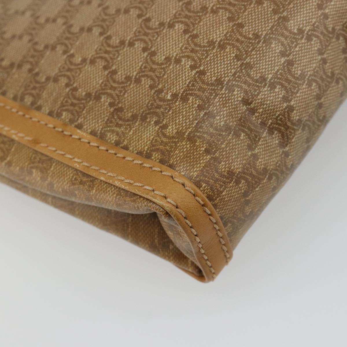 CELINE Macadam Canvas Shoulder Bag PVC Beige Gold Auth BA13580