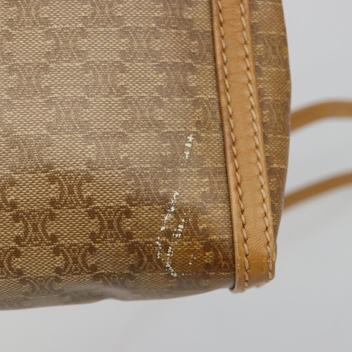 CELINE Macadam Canvas Shoulder Bag PVC Beige Gold Auth BA13580