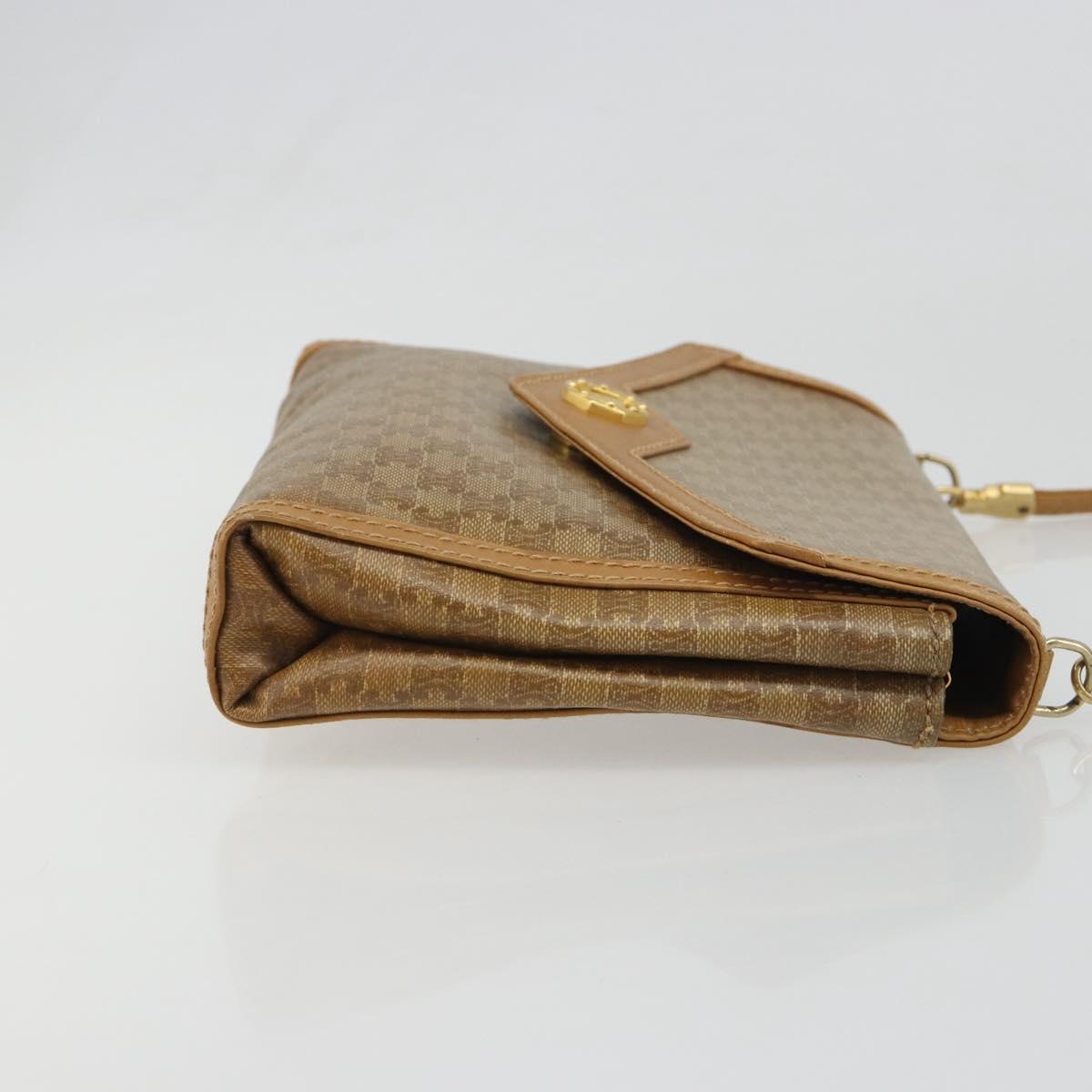 CELINE Macadam Canvas Shoulder Bag PVC Beige Gold Auth BA13580