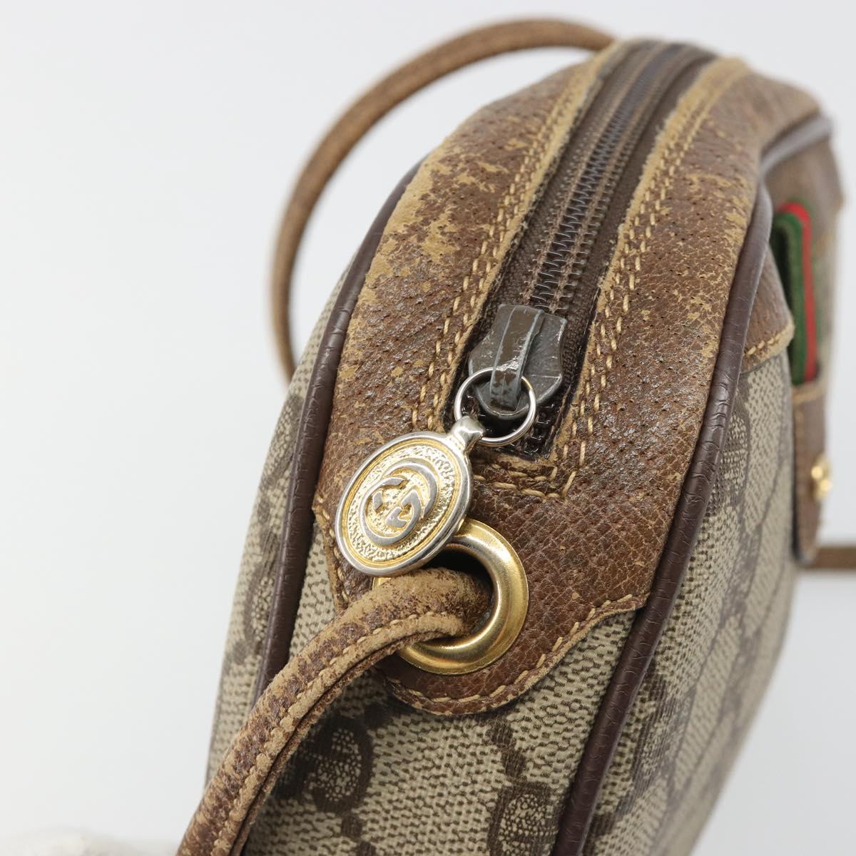 GUCCI GG Supreme Web Sherry Line Bag PVC Beige Gold 007 58 6112 Auth BA13581