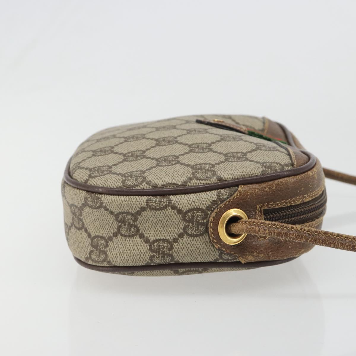 GUCCI GG Supreme Web Sherry Line Bag PVC Beige Gold 007 58 6112 Auth BA13581