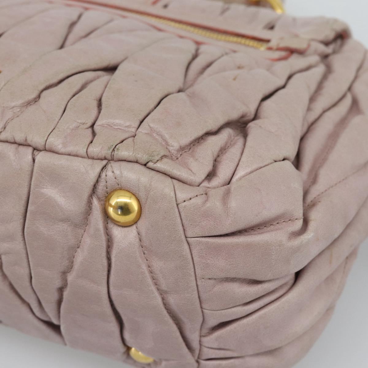 Miu Miu Hand Bag Leather 2way Pink Gold Auth BA13582A