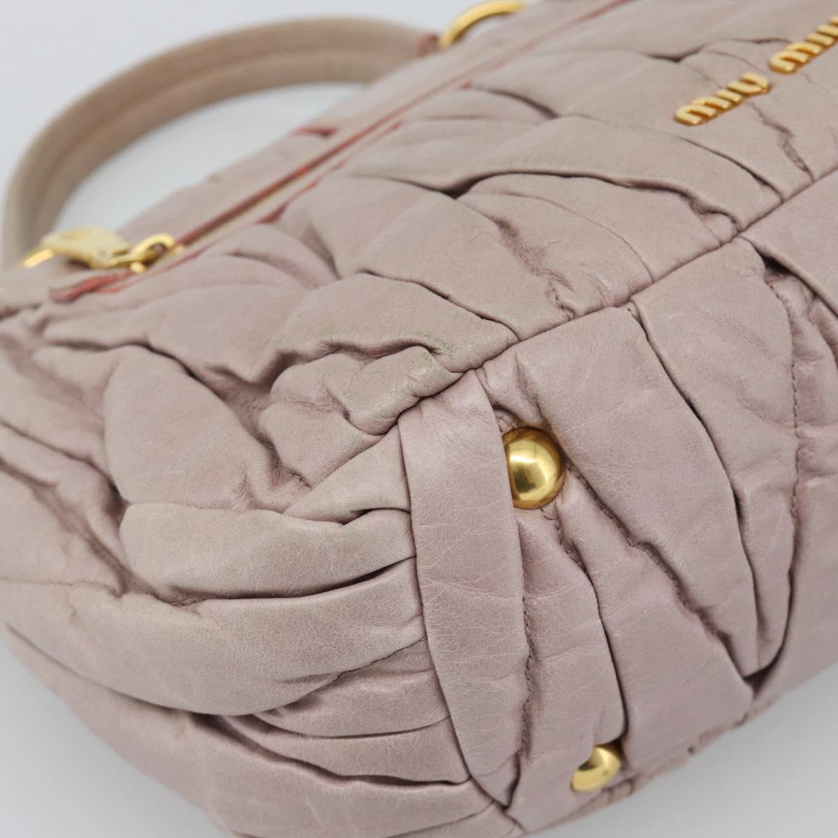 Miu Miu Hand Bag Leather 2way Pink Gold Auth BA13582A