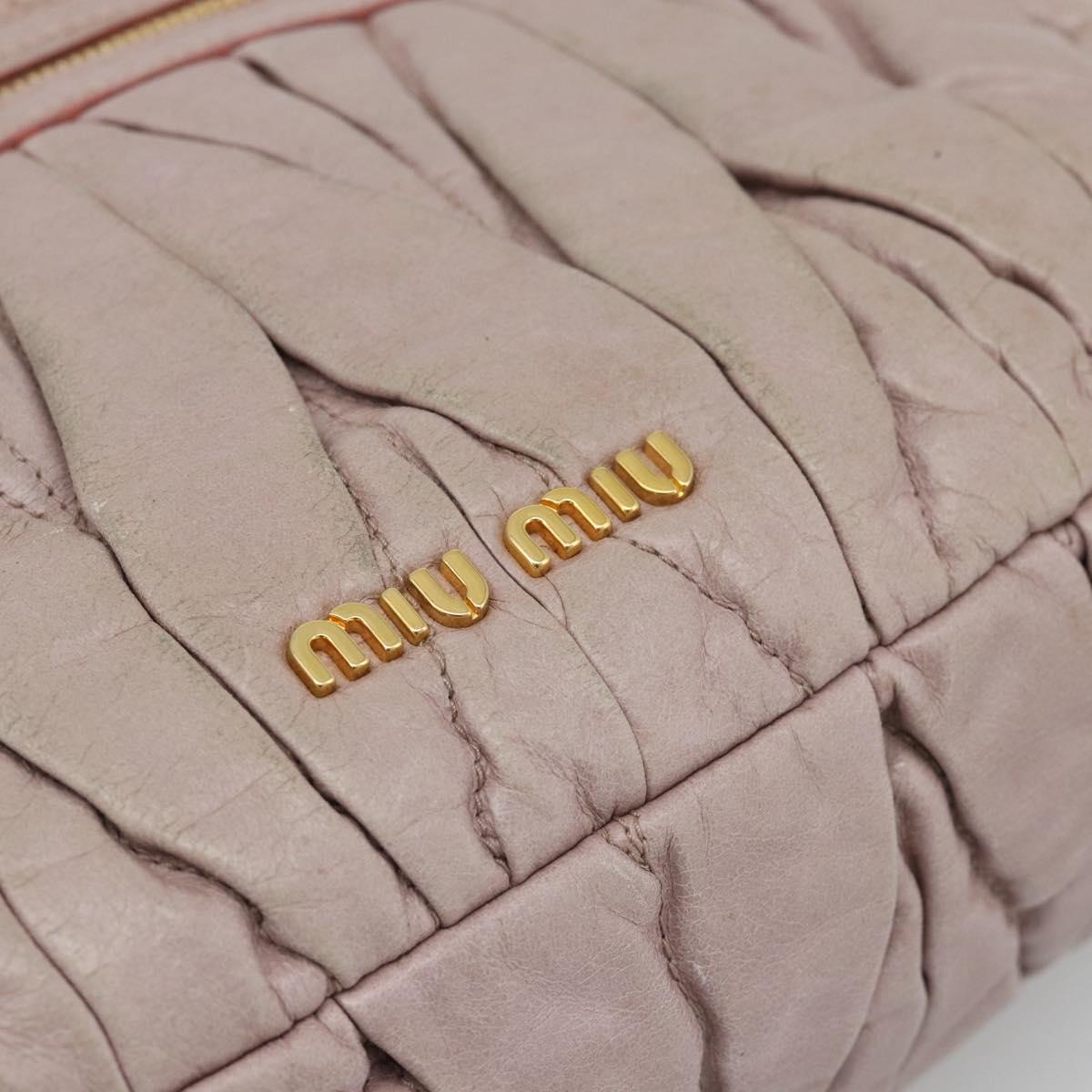 Miu Miu Hand Bag Leather 2way Pink Gold Auth BA13582A