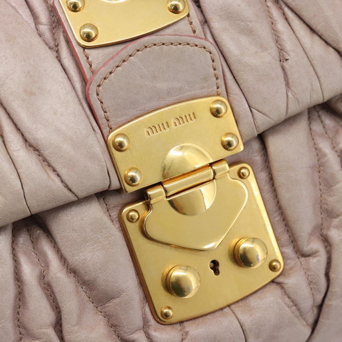 Miu Miu Hand Bag Leather 2way Pink Gold Auth BA13582A