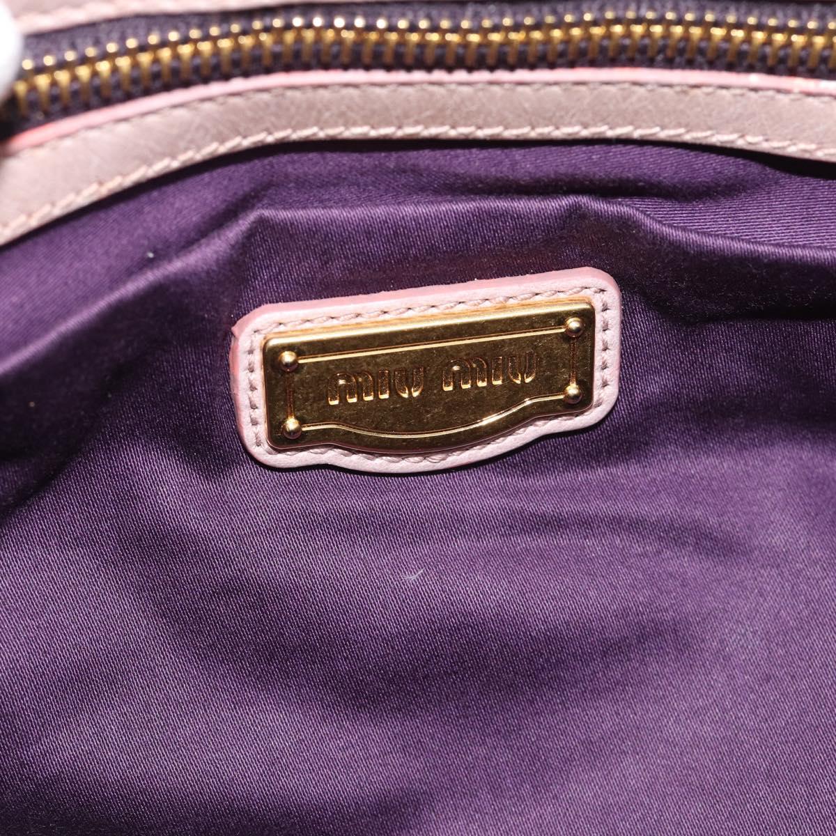 Miu Miu Hand Bag Leather 2way Pink Gold Auth BA13582A