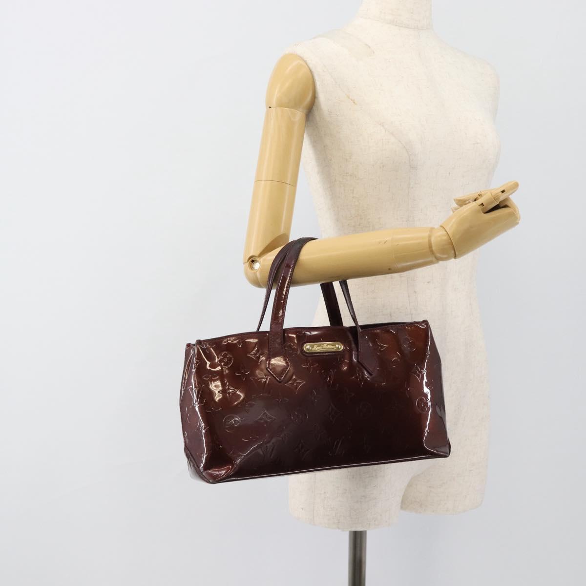 LOUIS VUITTON Monogram Vernis Wilshire PM Hand Bag Amarante M93641 Auth BA13584