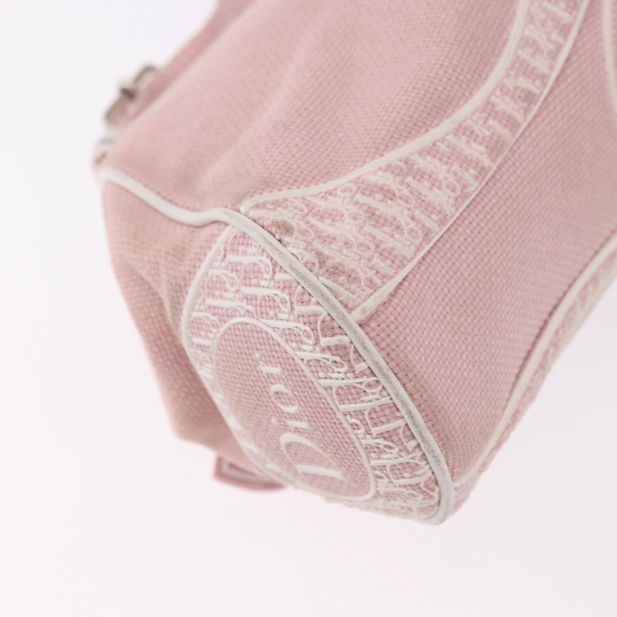 Christian Dior Trotter Canvas Shoulder Bag Pink Silver Auth BA13589A