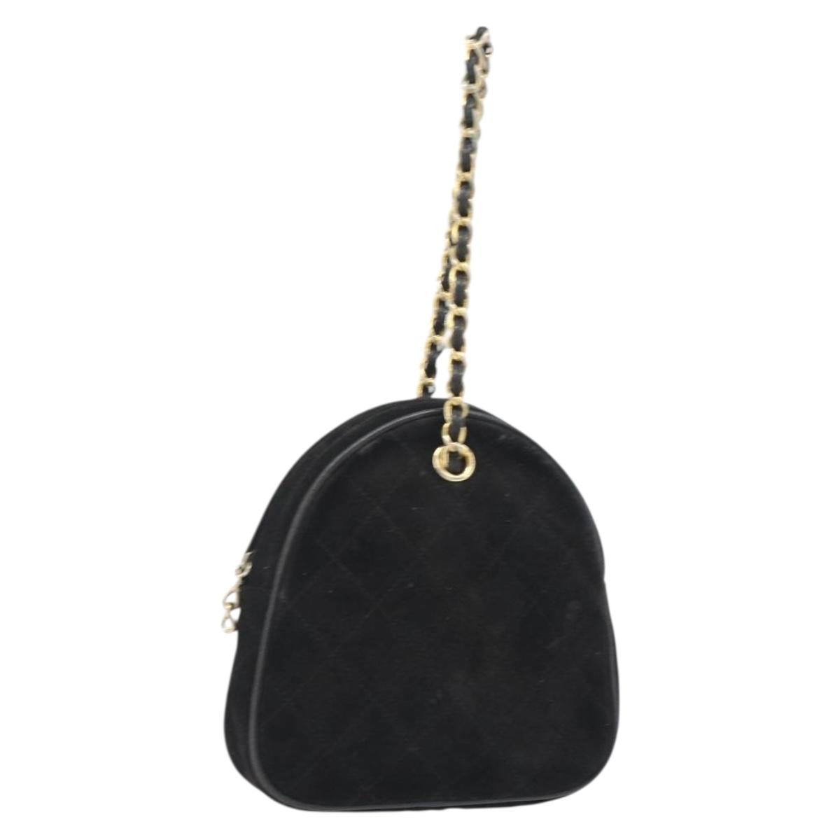CHANEL Matelasse Chain Hand Bag Suede Black Gold CC Auth BA13591