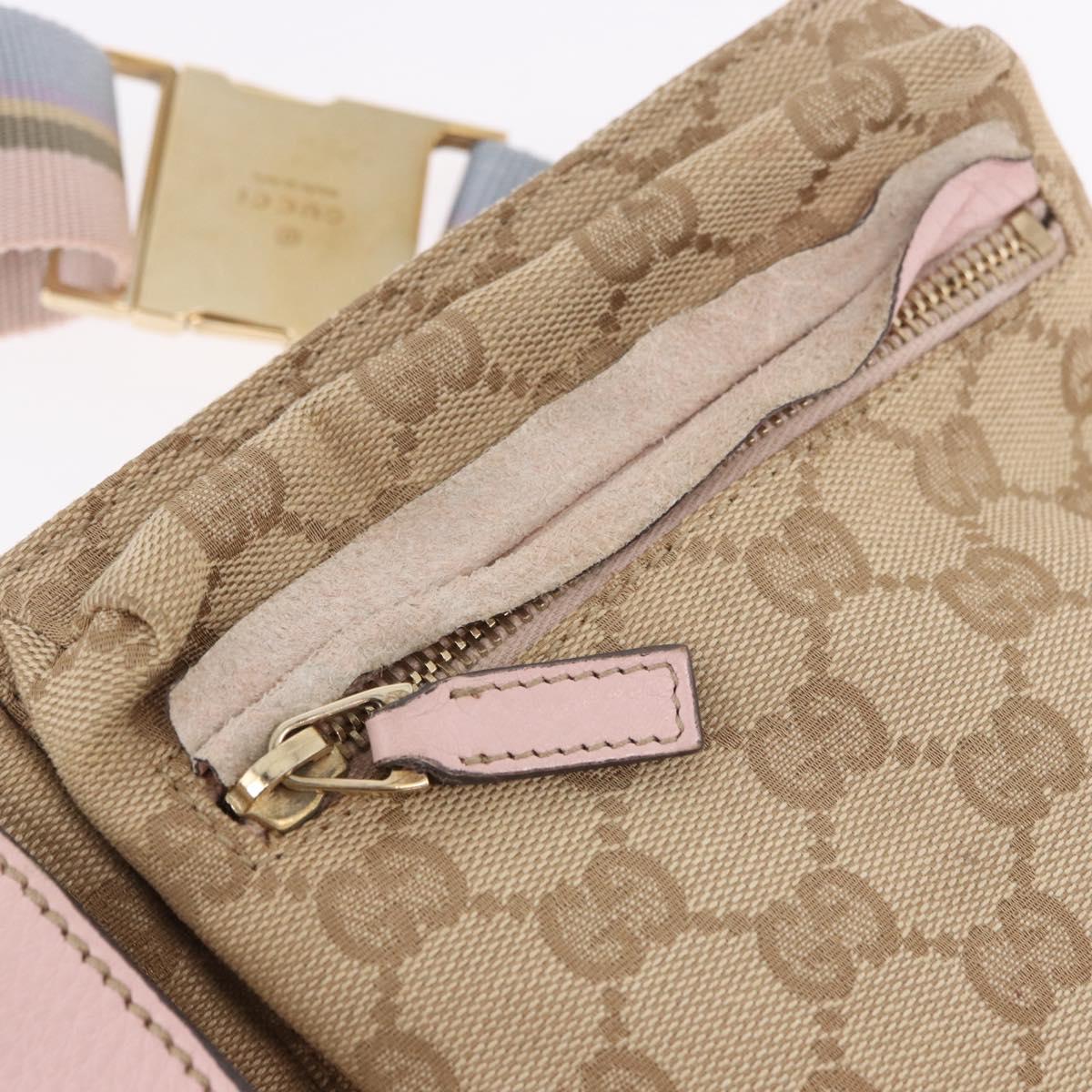 GUCCI GG Canvas Waist Bag Beige Gold 28566 Auth BA13592A