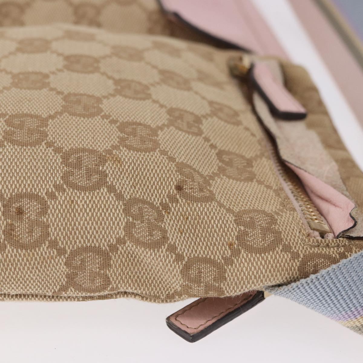 GUCCI GG Canvas Waist Bag Beige Gold 28566 Auth BA13592A