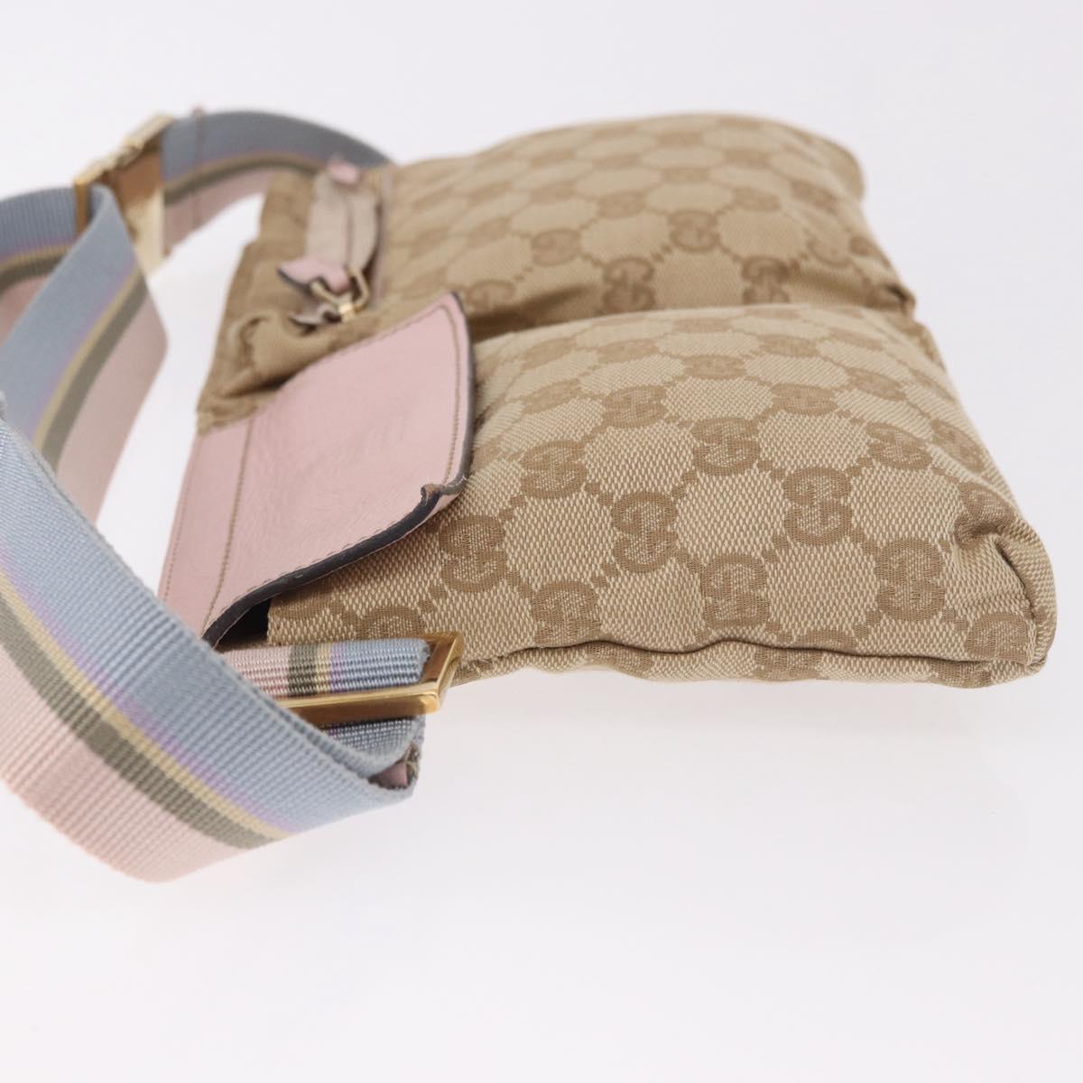 GUCCI GG Canvas Waist Bag Beige Gold 28566 Auth BA13592A