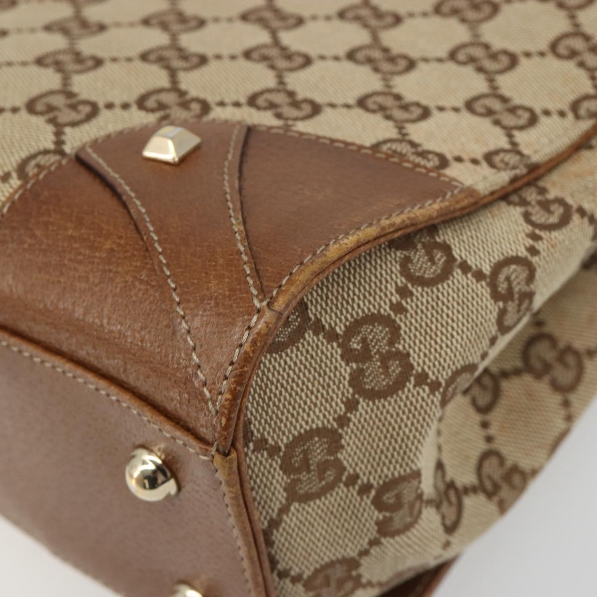 GUCCI GG Canvas Hand Bag Beige Gold 120895 Auth BA13596