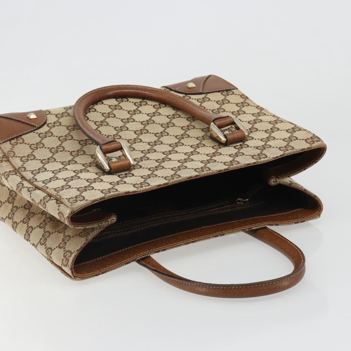 GUCCI GG Canvas Hand Bag Beige Gold 120895 Auth BA13596