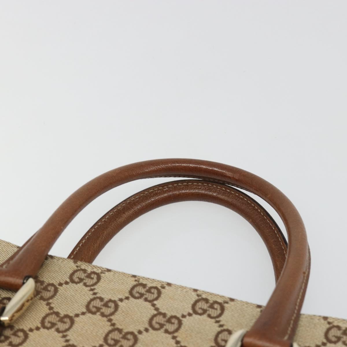 GUCCI GG Canvas Hand Bag Beige Gold 120895 Auth BA13596