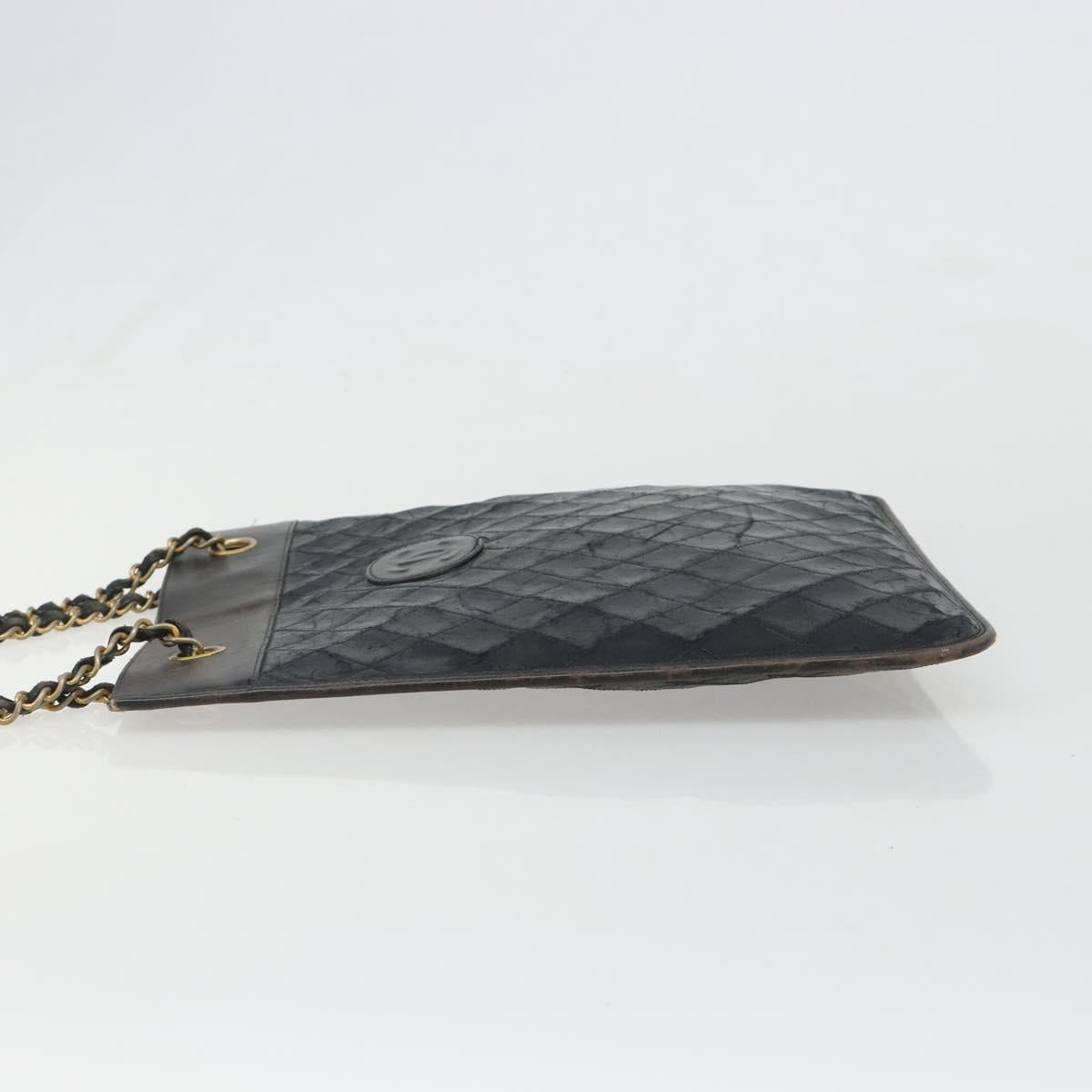 CHANEL Chain Tote Bag Lamb Skin Black Gold CC Auth BA13601