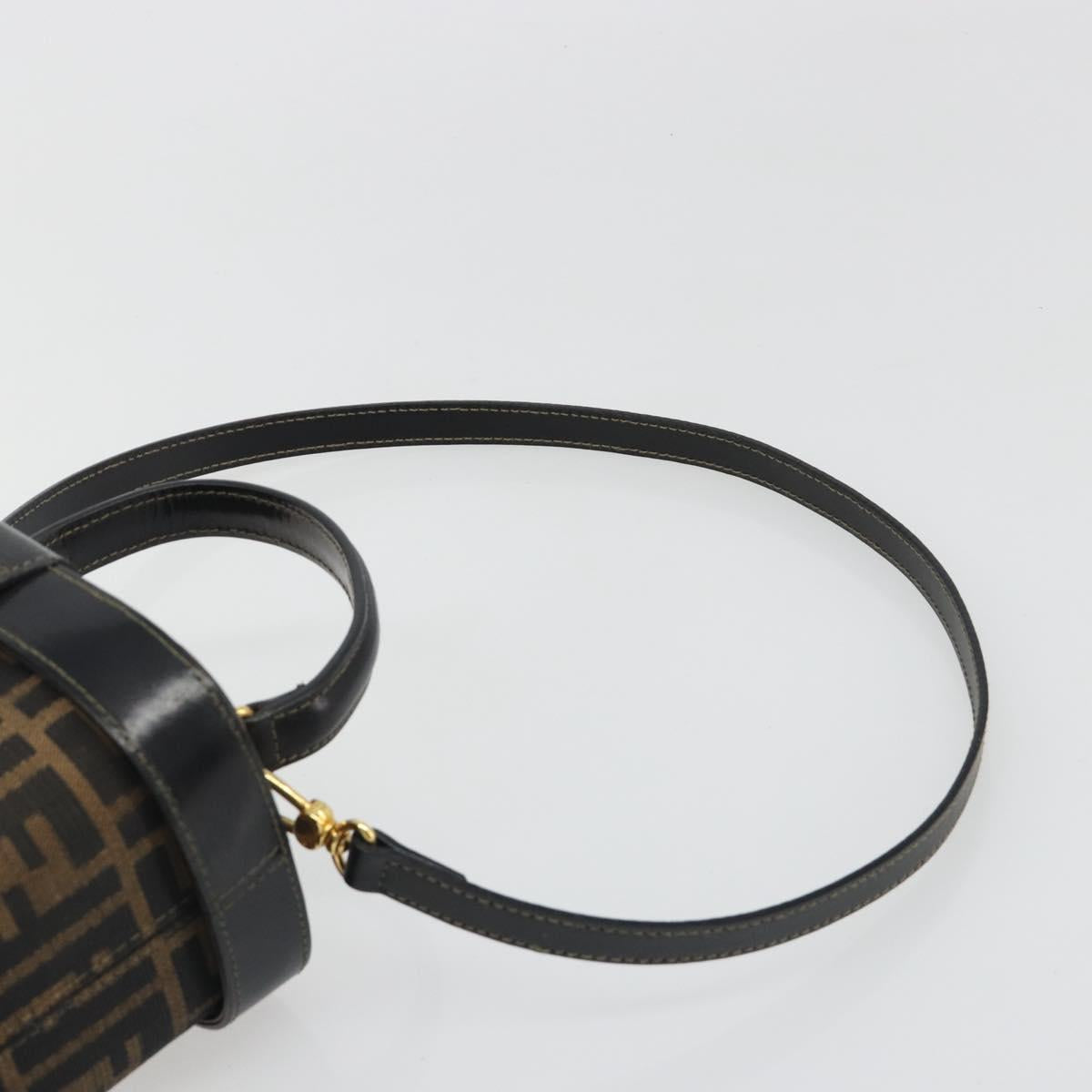FENDI Zucca Canvas Hand Bag 2way Black Brown Auth BA13604A