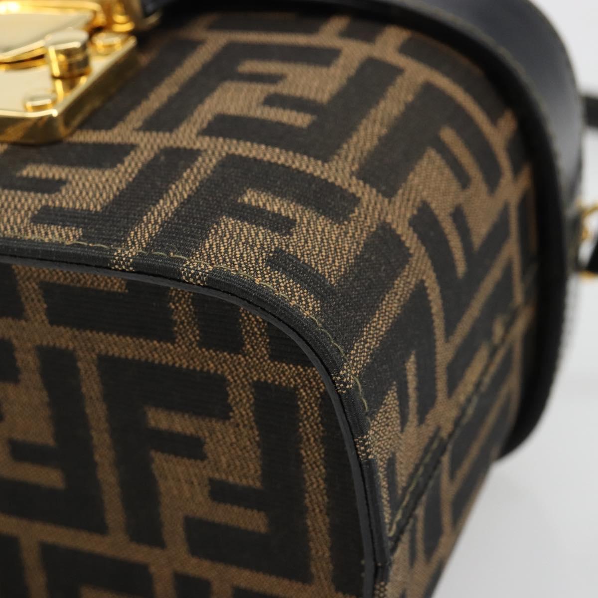 FENDI Zucca Canvas Hand Bag 2way Black Brown Auth BA13604A