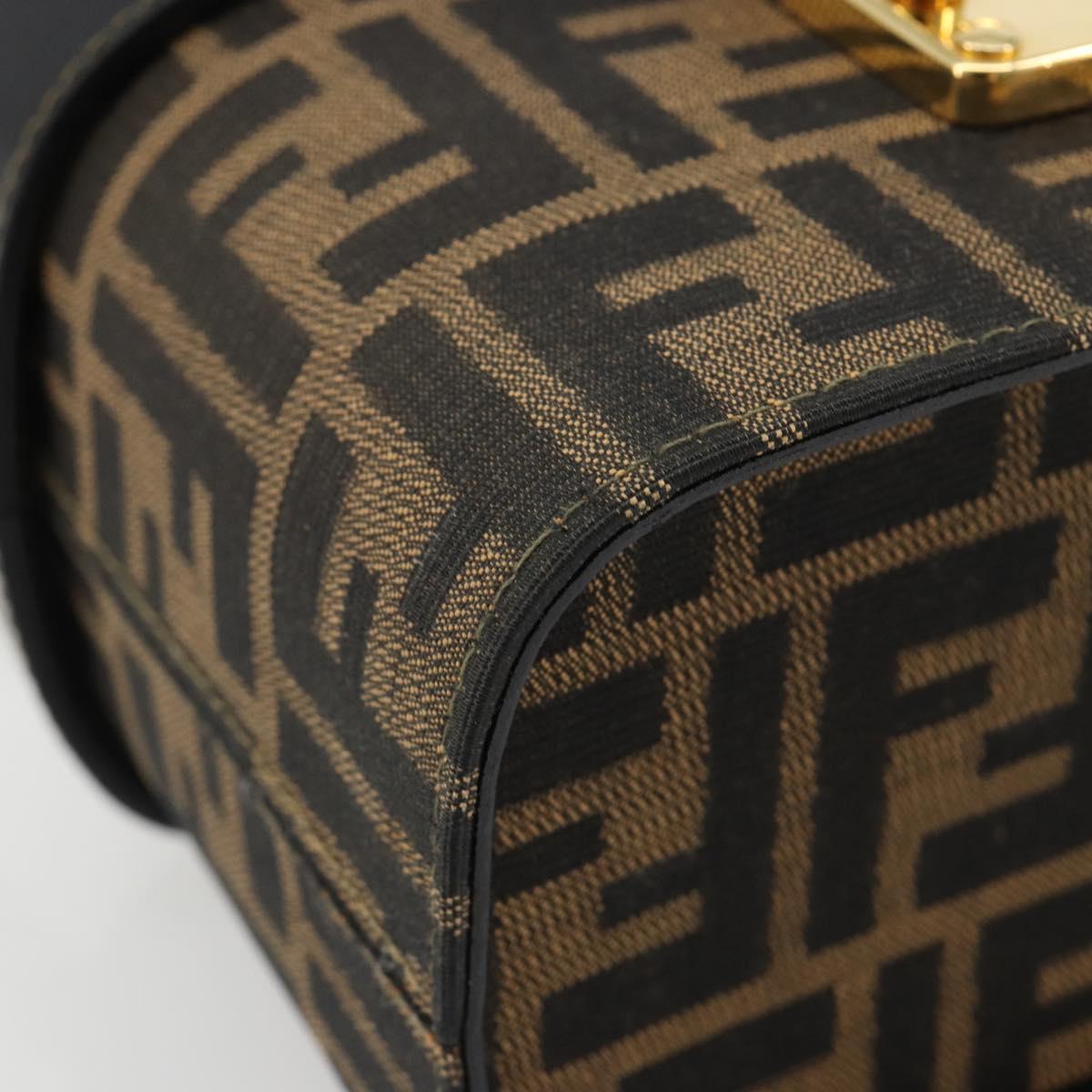 FENDI Zucca Canvas Hand Bag 2way Black Brown Auth BA13604A