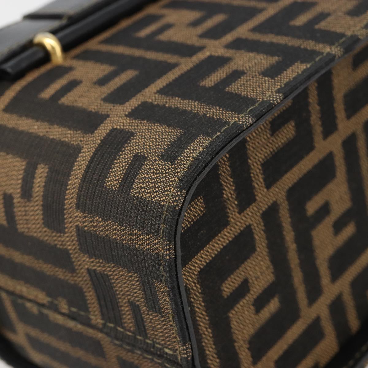 FENDI Zucca Canvas Hand Bag 2way Black Brown Auth BA13604A