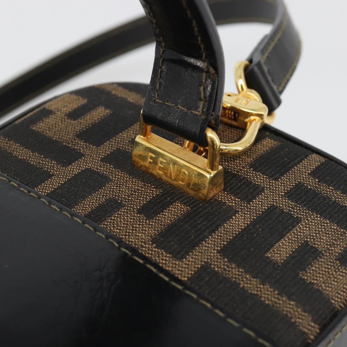 FENDI Zucca Canvas Hand Bag 2way Black Brown Auth BA13604A