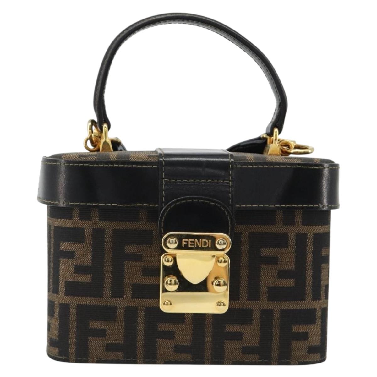 FENDI Zucca Canvas Hand Bag 2way Black Brown Auth BA13604A