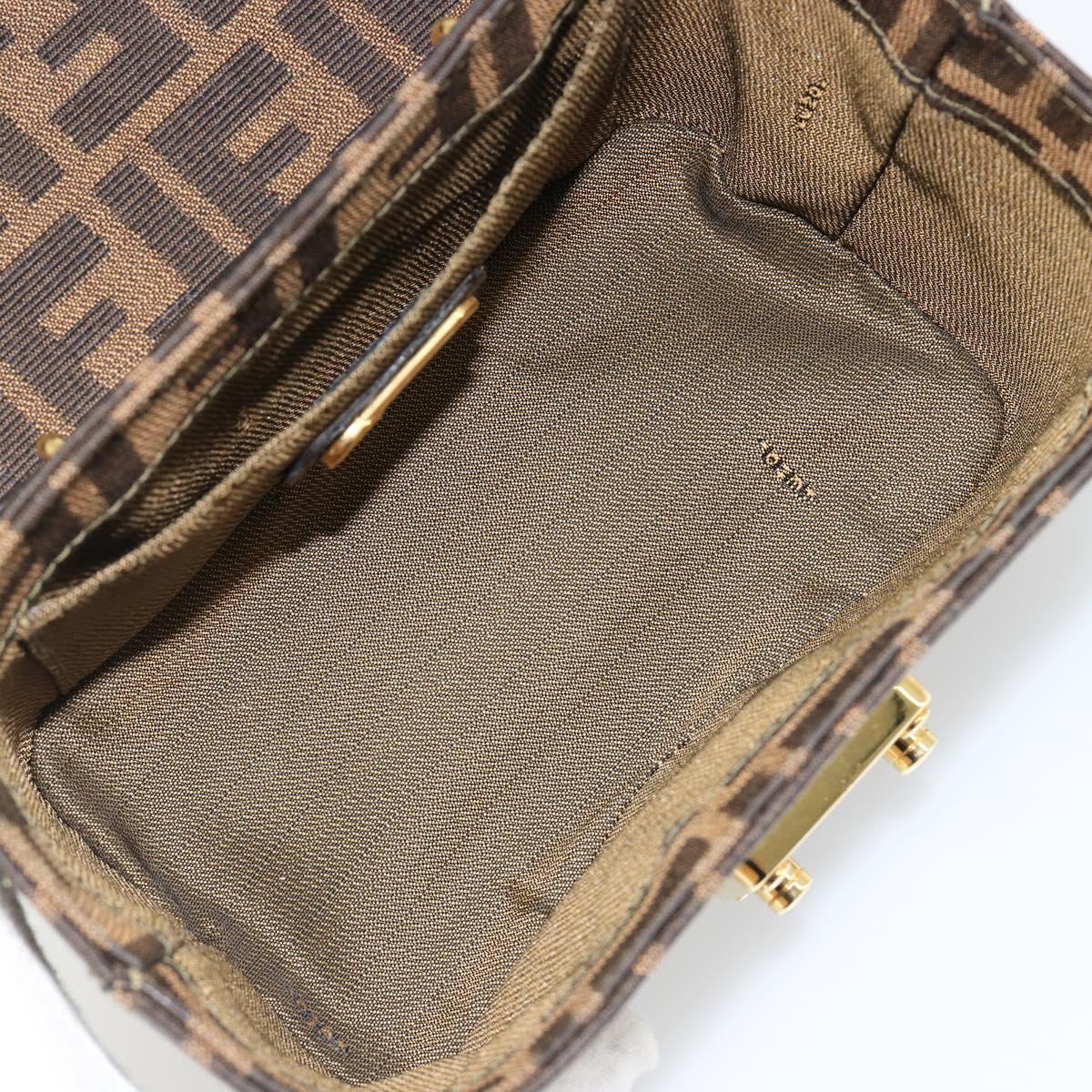 FENDI Zucca Canvas Hand Bag 2way Black Brown Auth BA13604A