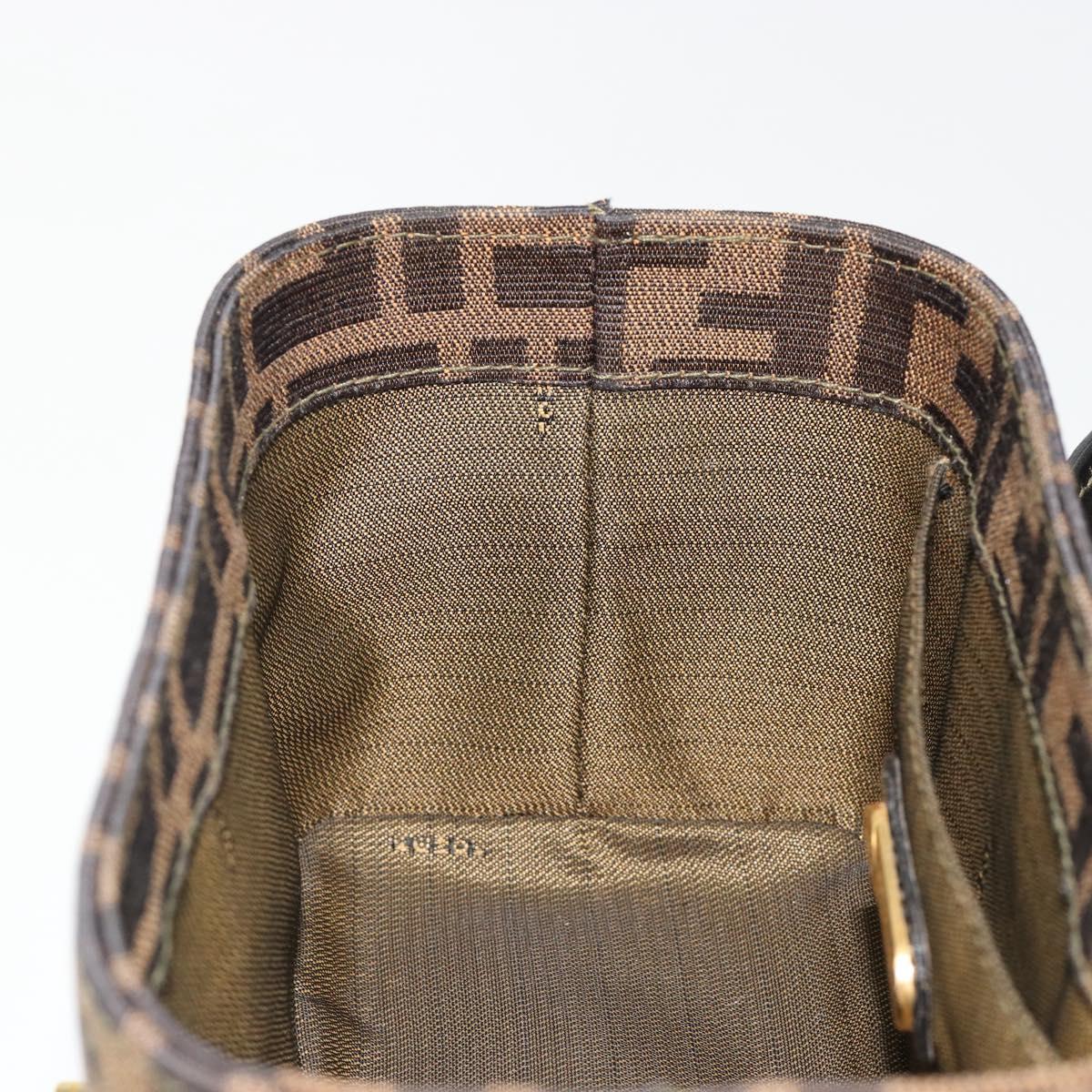 FENDI Zucca Canvas Hand Bag 2way Black Brown Auth BA13604A