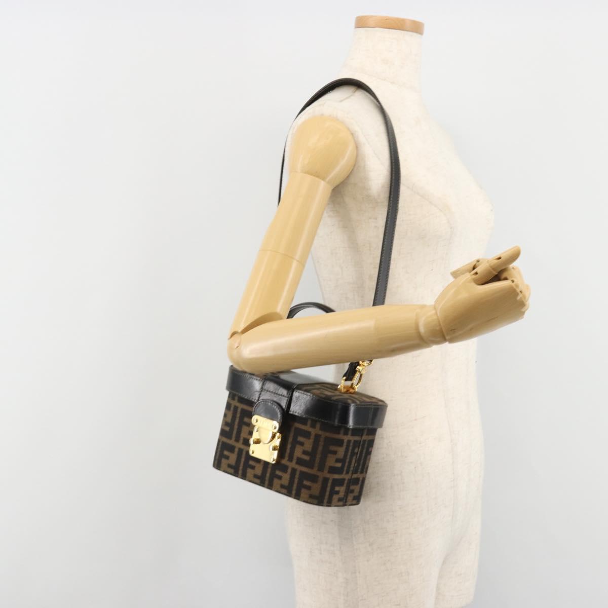 FENDI Zucca Canvas Hand Bag 2way Black Brown Auth BA13604A