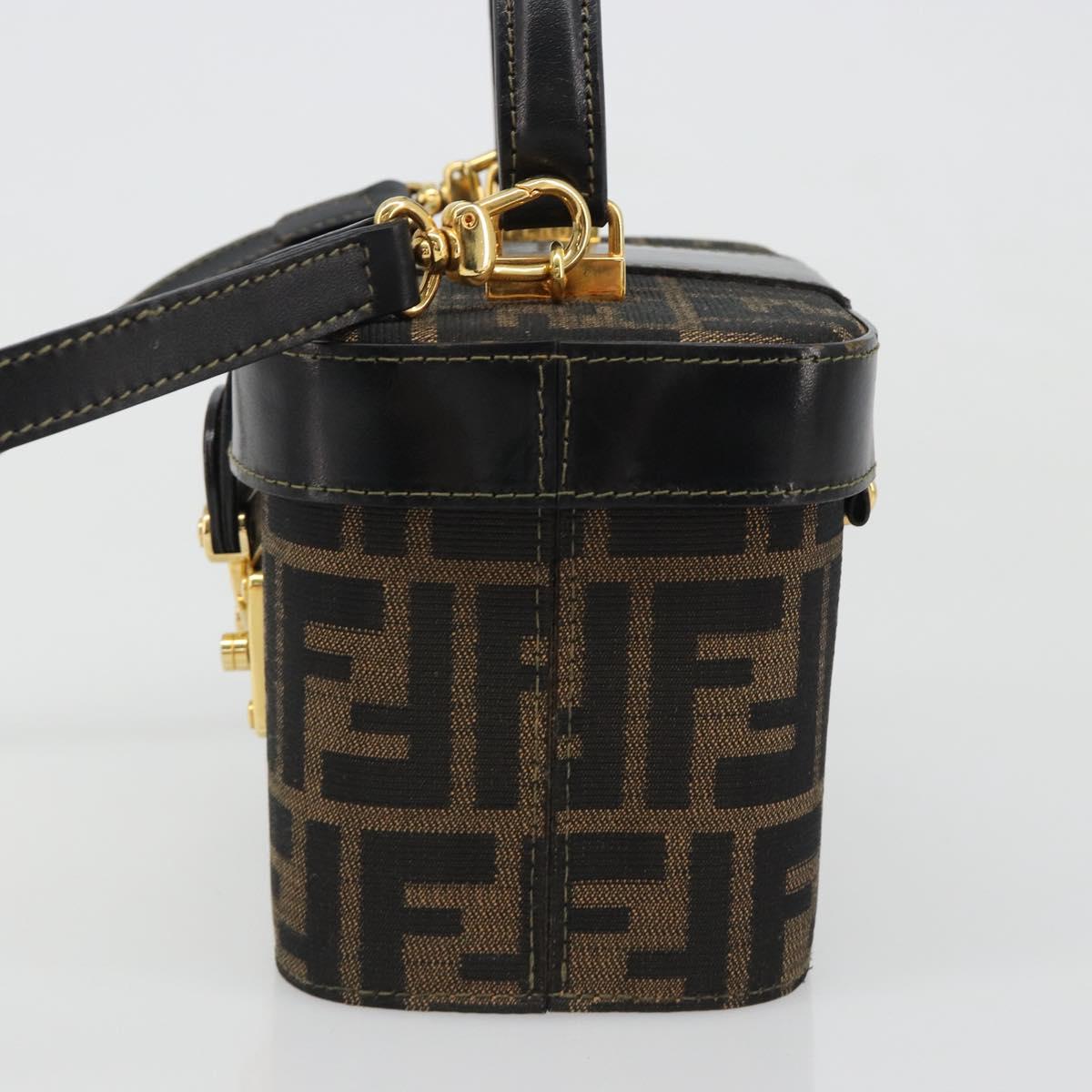 FENDI Zucca Canvas Hand Bag 2way Black Brown Auth BA13604A