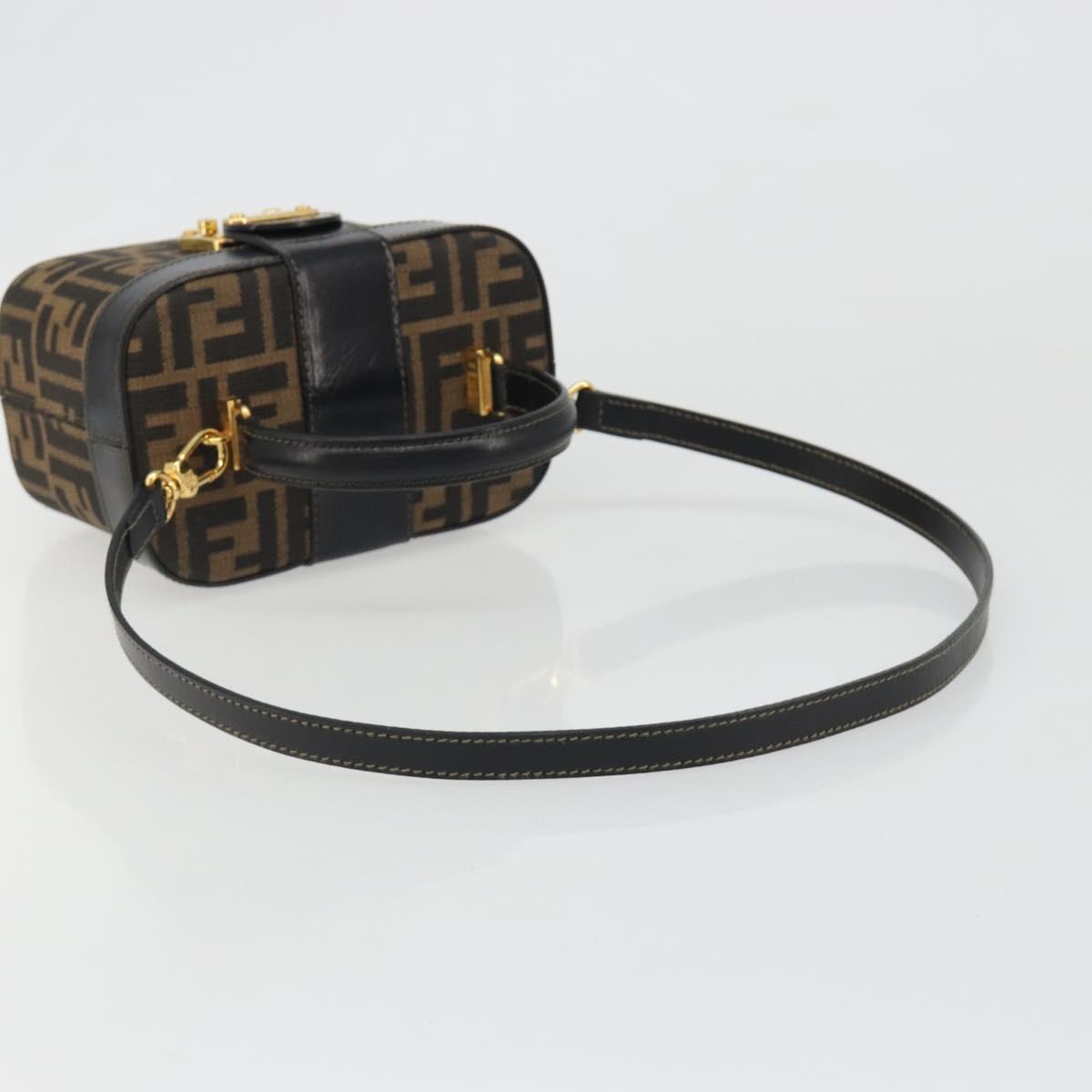 FENDI Zucca Canvas Hand Bag 2way Black Brown Auth BA13604A