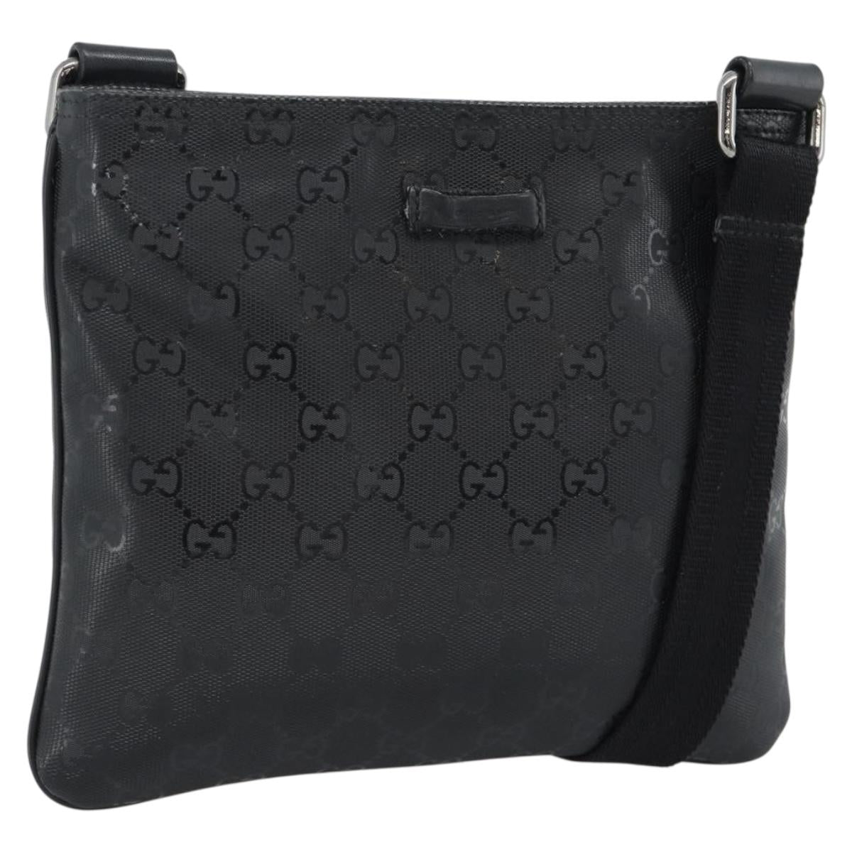 GUCCI GG Implementation Shoulder Bag PVC Black Silver Auth BA13608