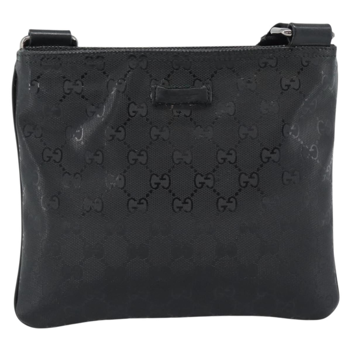 GUCCI GG Implementation Shoulder Bag PVC Black Silver Auth BA13608