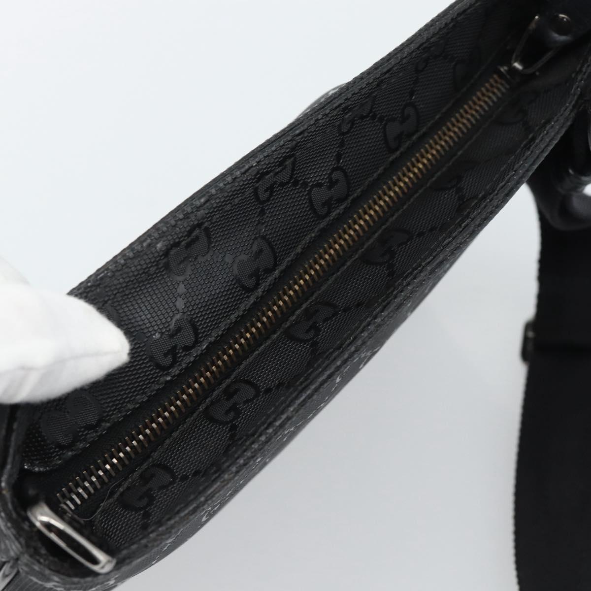 GUCCI GG Implementation Shoulder Bag PVC Black Silver Auth BA13608