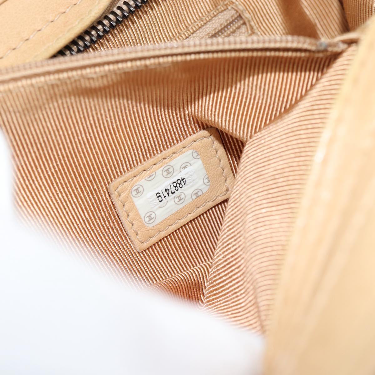 CHANEL Matelasse Hand Bag Lamb Skin Beige CC Auth BA13609V