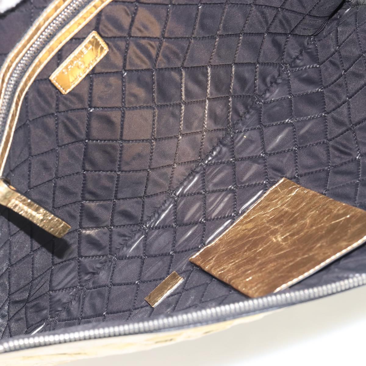 CHANEL Clutch Bag Leather Gold Tone Silver CC Auth BA13613SAM