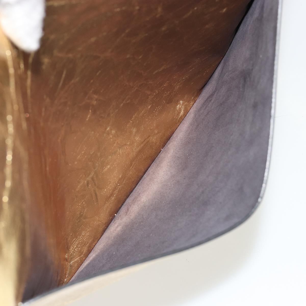 CHANEL Clutch Bag Leather Gold Tone Silver CC Auth BA13613SAM