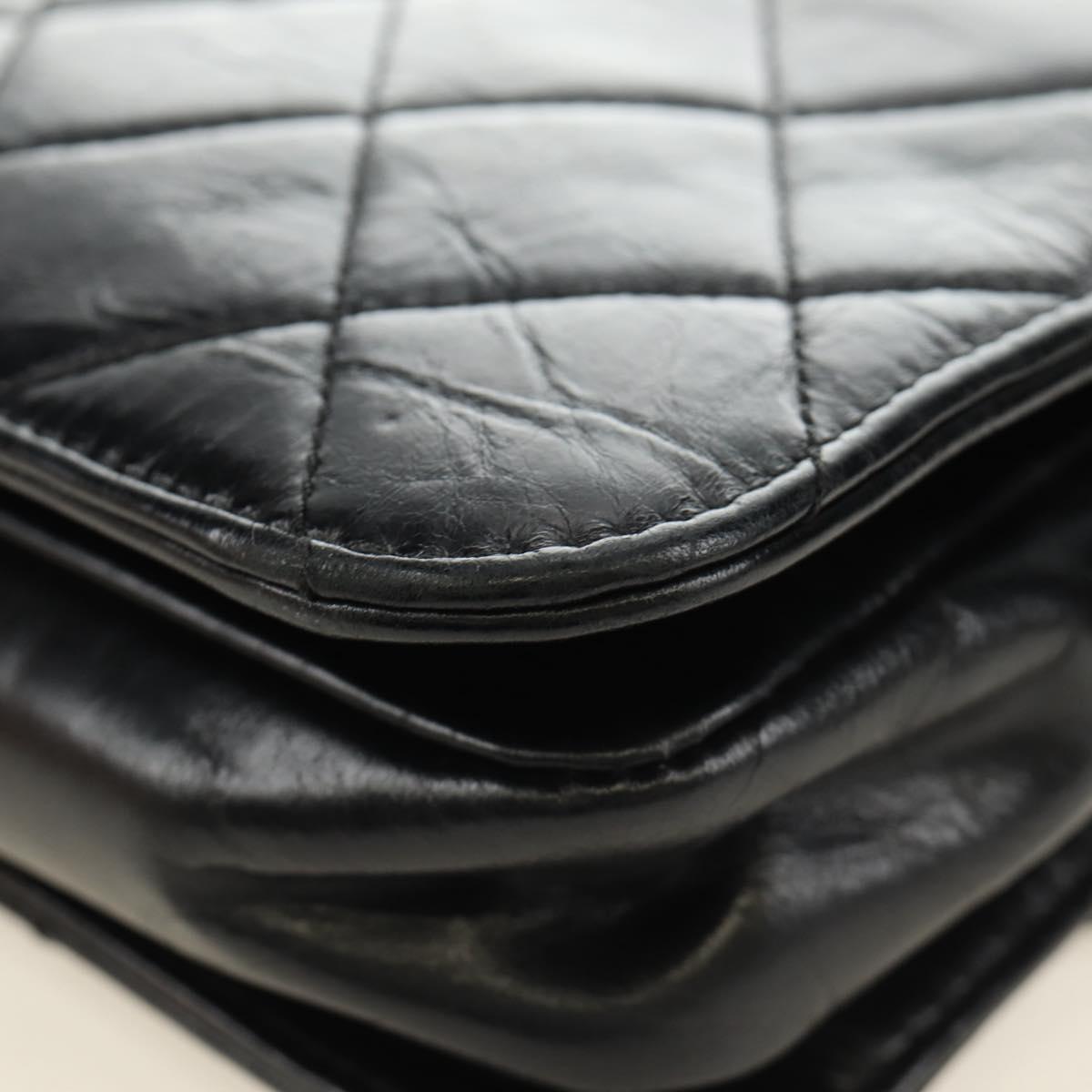 CHANEL Matelasse Chain Hand Bag Calf Skin 2way Black Silver CC Auth BA13614SAM