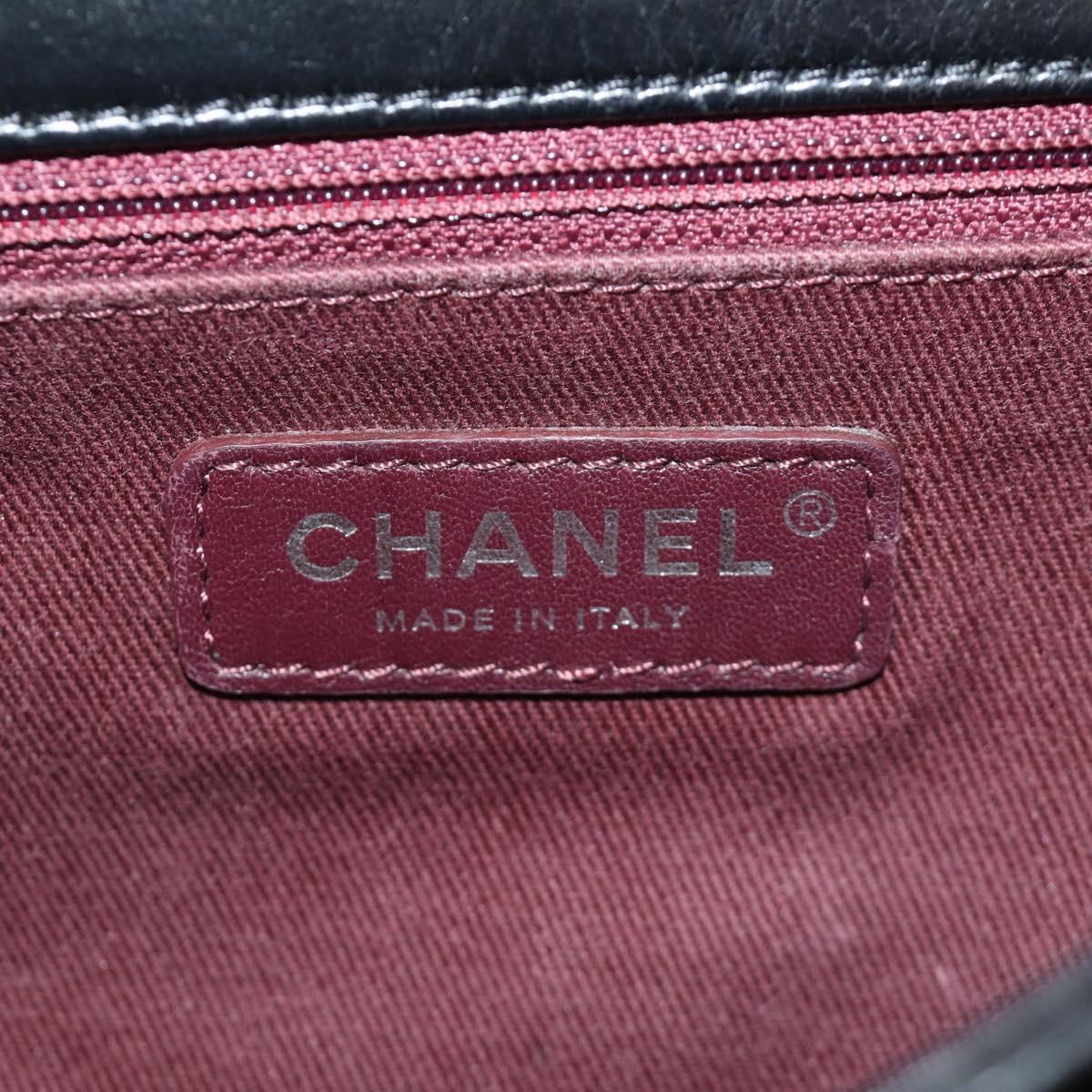 CHANEL Matelasse Chain Hand Bag Calf Skin 2way Black Silver CC Auth BA13614SAM