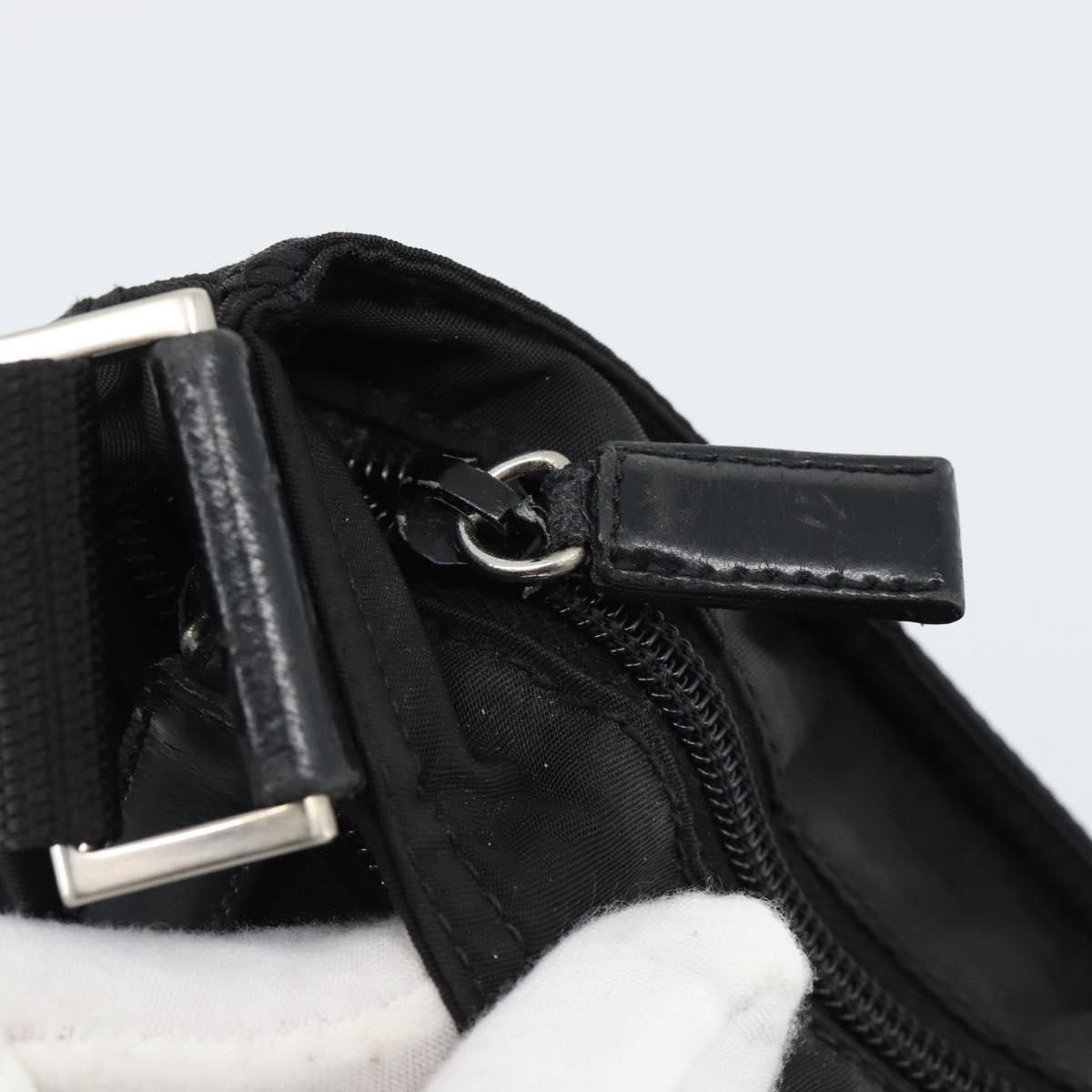 PRADA Shoulder Bag Nylon Black Silver Auth BA13615A
