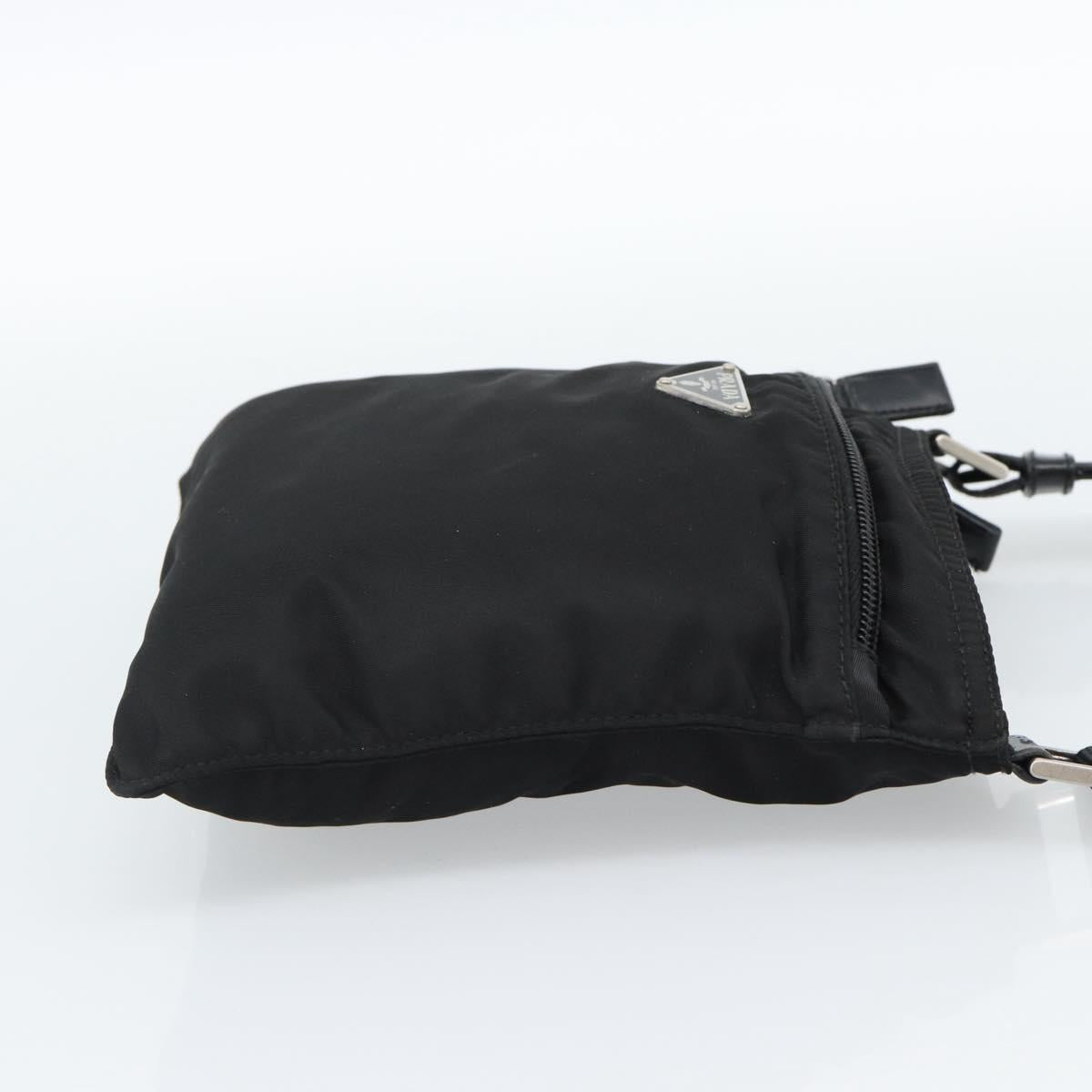 PRADA Shoulder Bag Nylon Black Silver Auth BA13615A