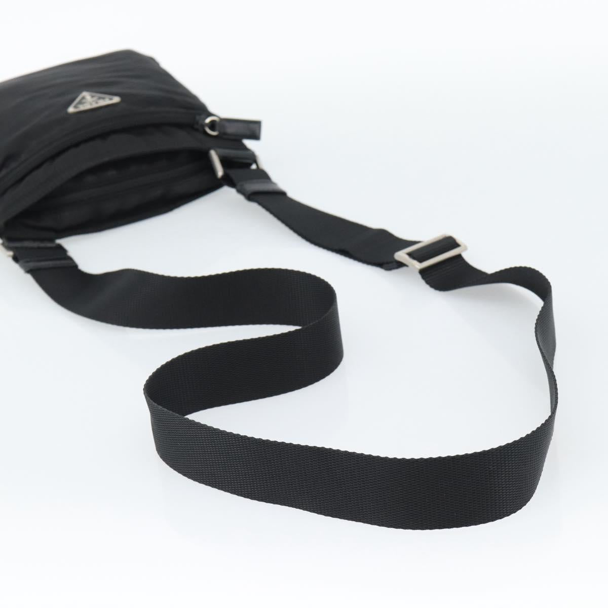PRADA Shoulder Bag Nylon Black Silver Auth BA13615A