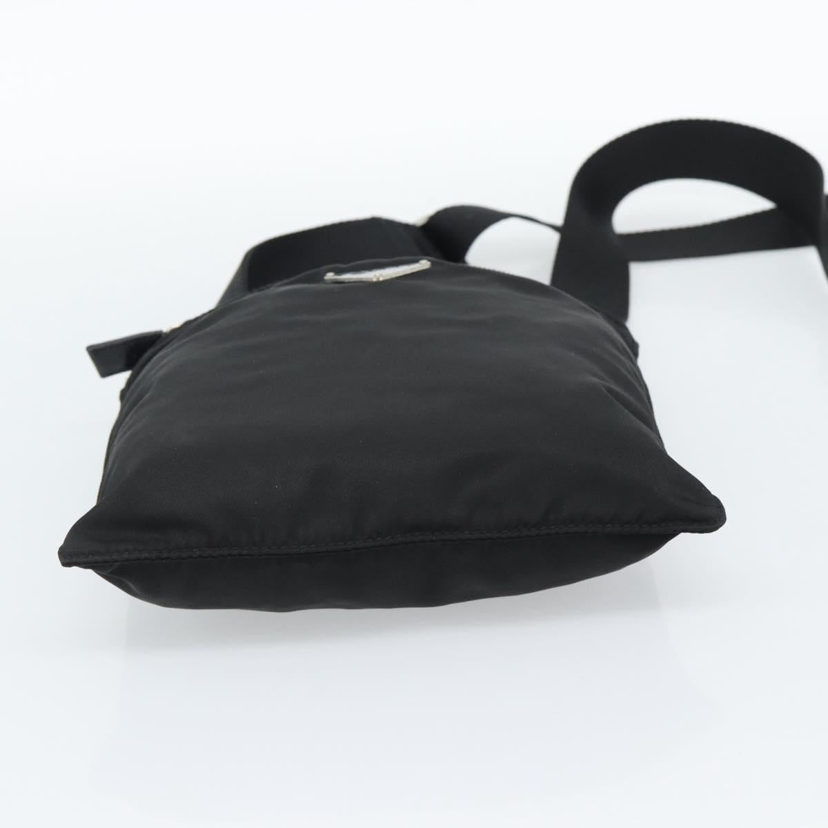 PRADA Shoulder Bag Nylon Black Silver Auth BA13615A