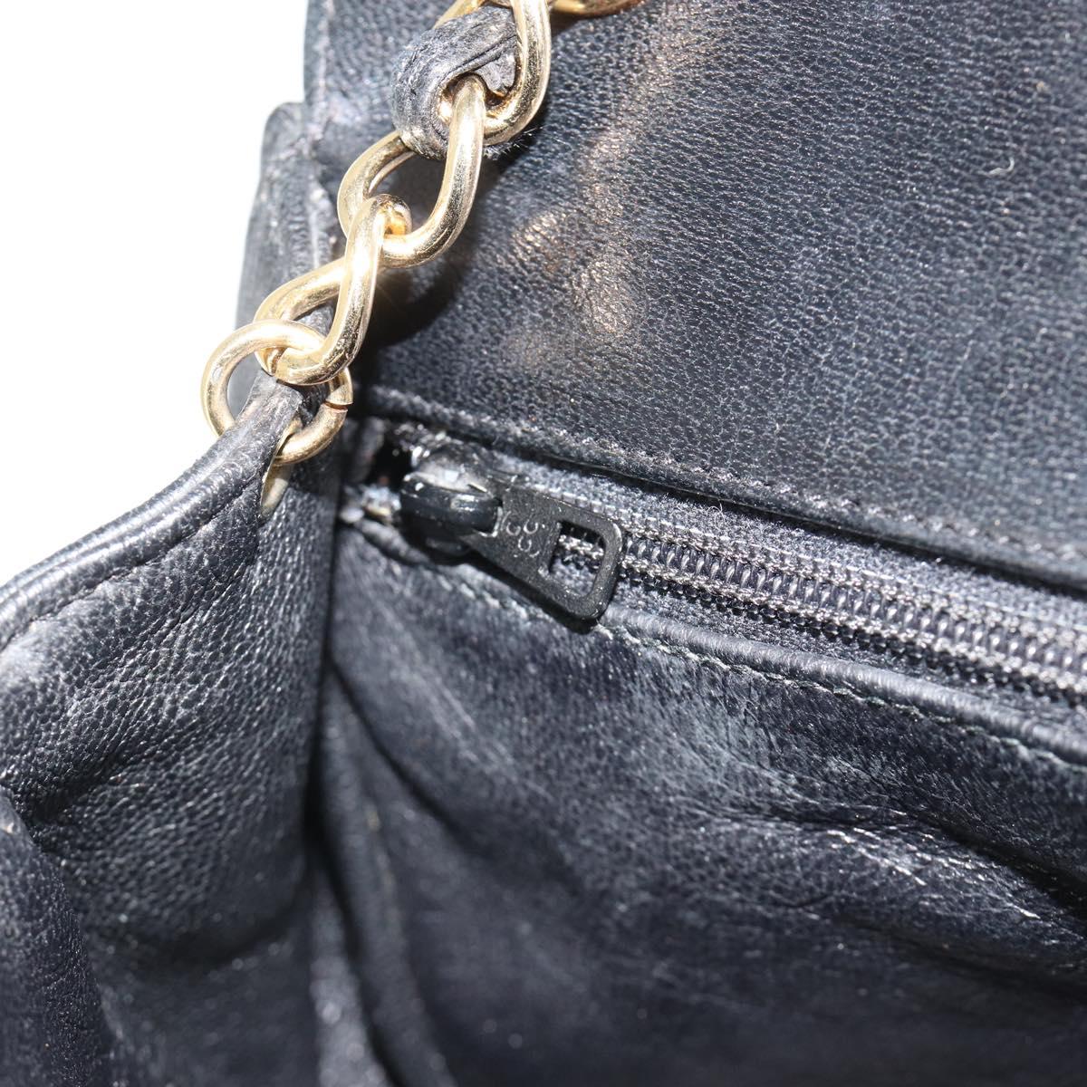 CHANEL Matelasse Chain Shoulder Bag Lamb Skin Gold Black CC Auth BA13617A