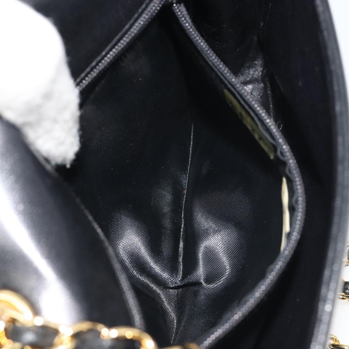 CHANEL Matelasse Chain Shoulder Bag Lamb Skin Gold Black CC Auth BA13617A