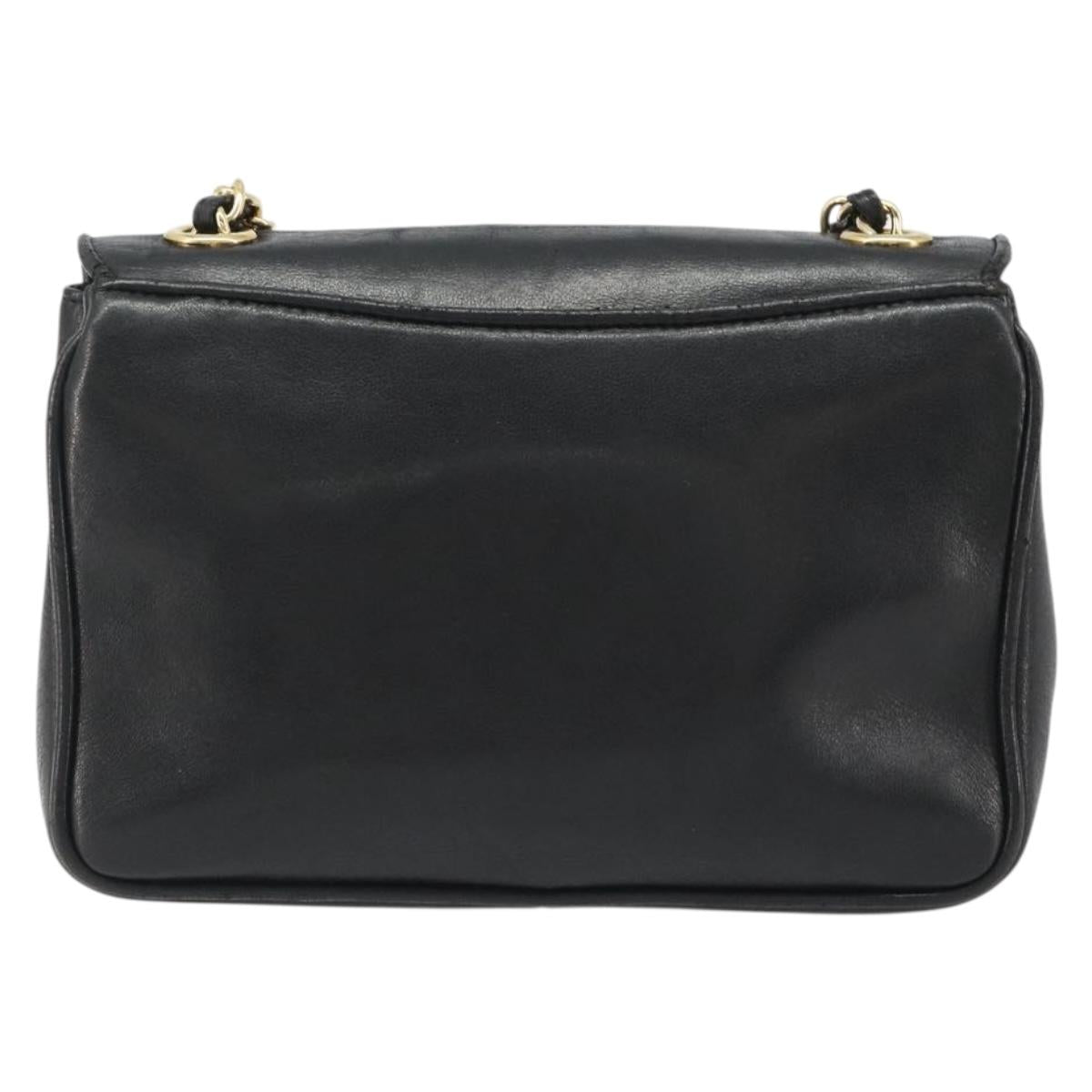 CHANEL Matelasse Chain Shoulder Bag Lamb Skin Gold Black CC Auth BA13617A