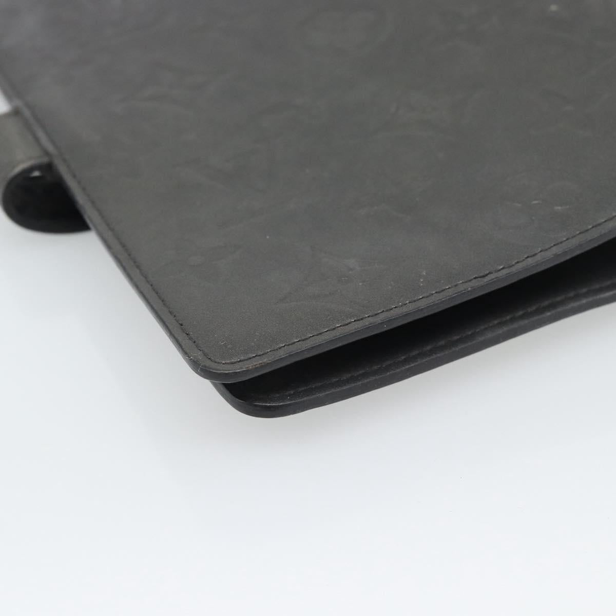 LOUIS VUITTON Monogram mat Agenda MM Day Planner Cover Black R20925 Auth BA13618