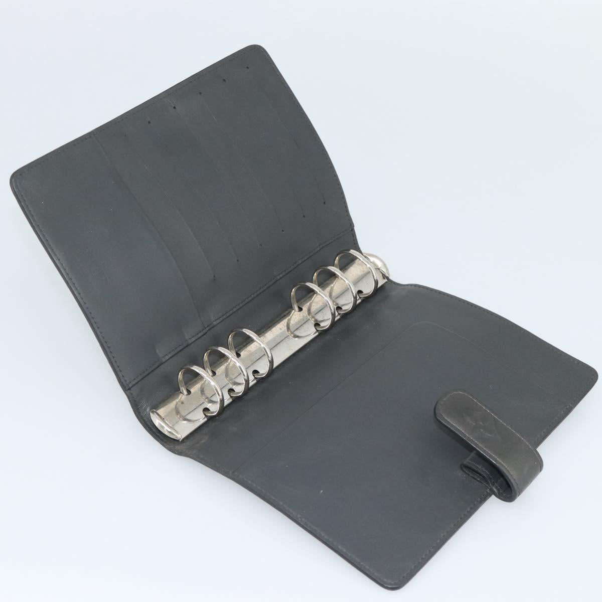 LOUIS VUITTON Monogram mat Agenda MM Day Planner Cover Black R20925 Auth BA13618