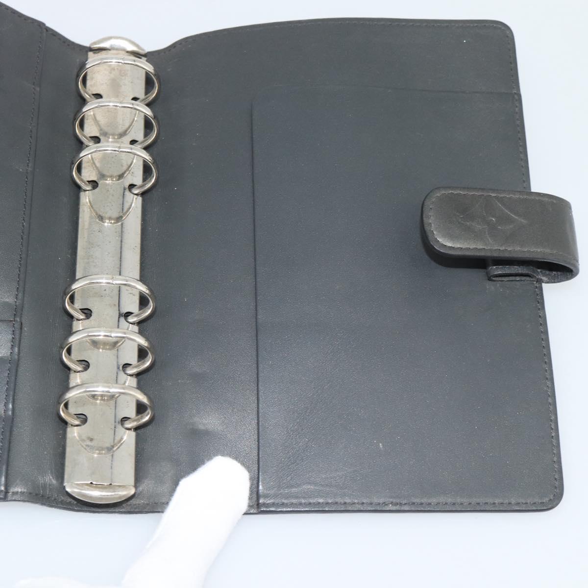 LOUIS VUITTON Monogram mat Agenda MM Day Planner Cover Black R20925 Auth BA13618
